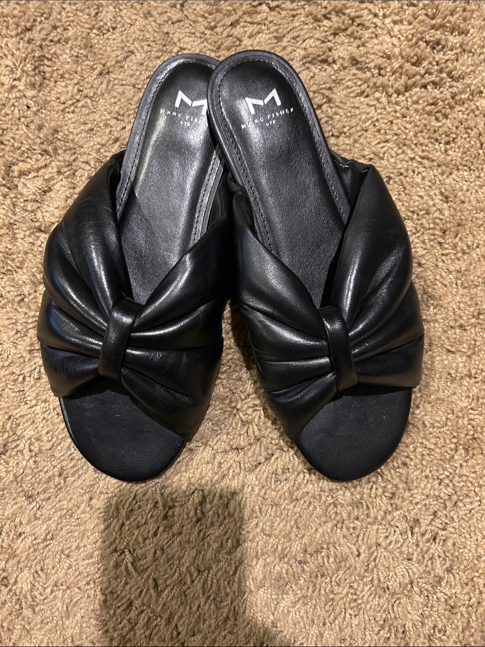 Marc Fisher Black Knotted Slide Flats